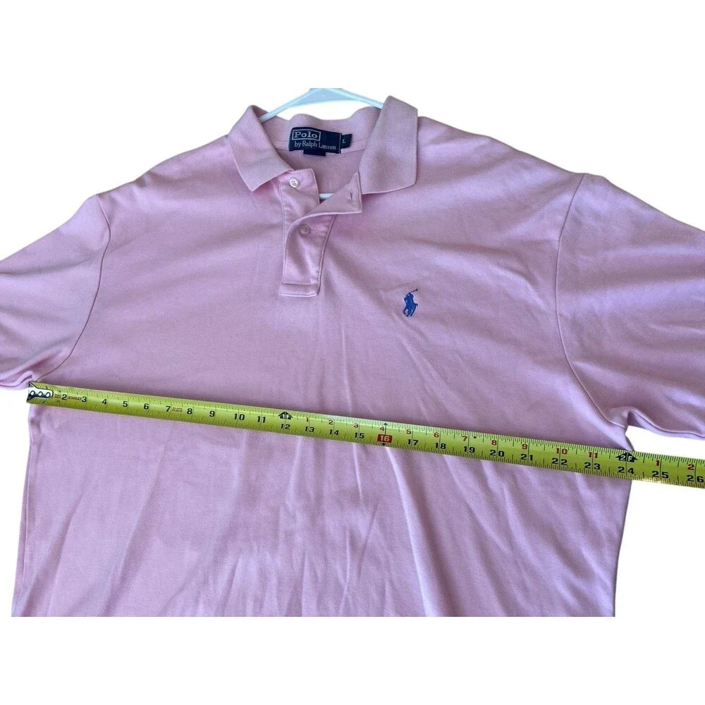Polo Ralph Lauren Polo Shirt Men's Large Pink Short Sleeve Stretch Iconic Mesh‎